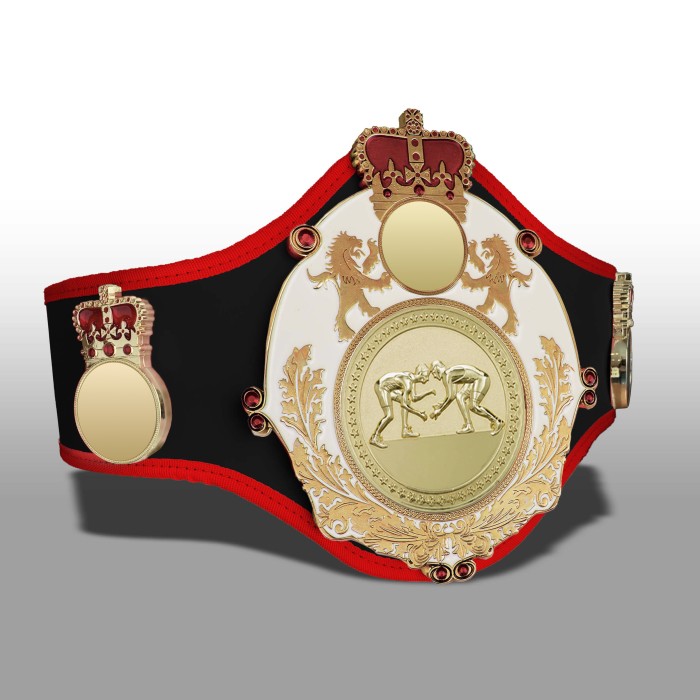 QUEENSBURY PRO LEATHER GRAPPLING CHAMPIONSHIP BELT - QUEEN/W/G/GRAPG- 10+ COLOURS